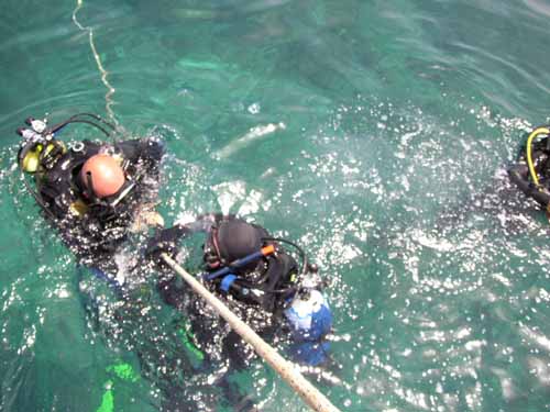 Preparazione all'immersione.